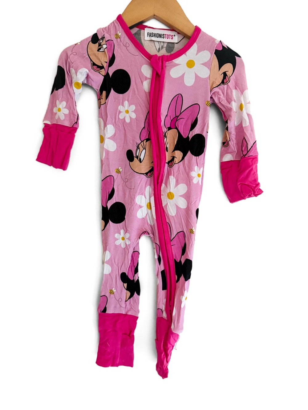 Minnie Mouse Pink Floral Kids One-Piece bamboo Pajamas